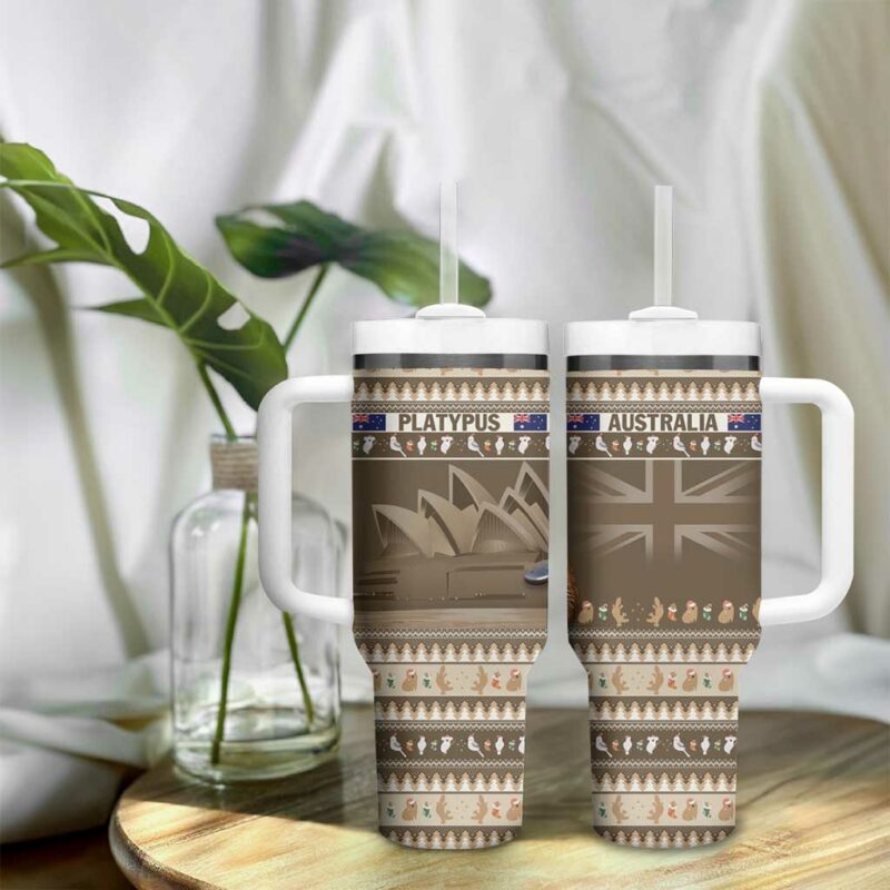 Aussie Platypus Merry Christmas Custom Stanley Quencher 40oz Stainless Steel Tumbler With Handle - Threewoofs - Image 9