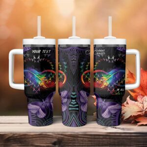 Australia Aboriginal Dot Arts Fight Cancer In All Colors Custom Stanley Quencher 40oz Stainless Steel Tumbler With Handle - Threewoofs
