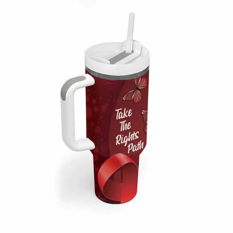 Australia AIDS Awareness Month Take The Rights Path Aboriginal Art Custom Stanley Quencher 40oz Stainless Steel Tumbler With Handle - Threewoofs - Image 3