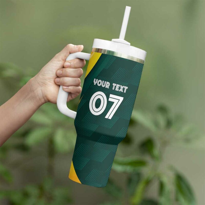 Australia Cricket GO Aussie ‚Äì Modern Motif Custom Stanley Quencher 40oz Stainless Steel Tumbler With Handle - Threewoofs - Image 4