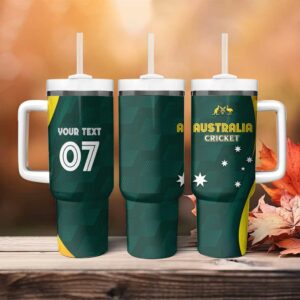 Australia Cricket GO Aussie ‚Äì Modern Motif Custom Stanley Quencher 40oz Stainless Steel Tumbler With Handle - Threewoofs