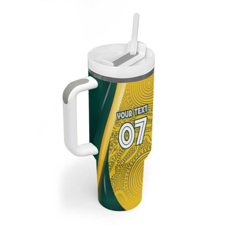 Australia Cricket Indigenous Aboriginal Arts GO Aussie Custom Stanley Quencher 40oz Stainless Steel Tumbler With Handle - Threewoofs - Image 3