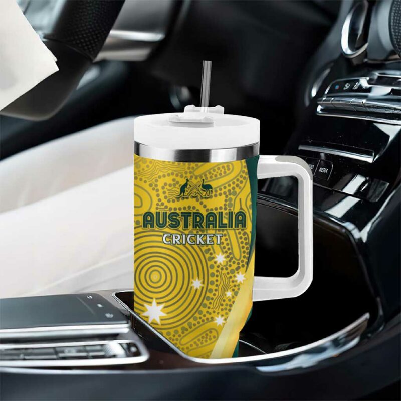 Australia Cricket Indigenous Aboriginal Arts GO Aussie Custom Stanley Quencher 40oz Stainless Steel Tumbler With Handle - Threewoofs - Image 8
