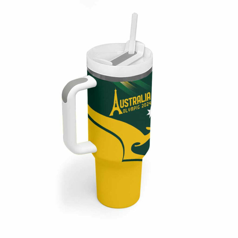 Australia Go Paris 2024 National Color Custom Stanley Quencher 40oz Stainless Steel Tumbler With Handle - Threewoofs - Image 3