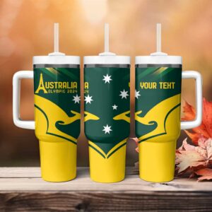 Australia Go Paris 2024 National Color Custom Stanley Quencher 40oz Stainless Steel Tumbler With Handle - Threewoofs
