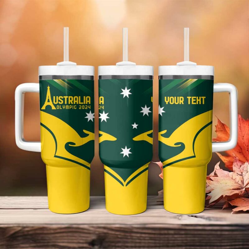 Australia Go Paris 2024 National Color Custom Stanley Quencher 40oz Stainless Steel Tumbler With Handle - Threewoofs