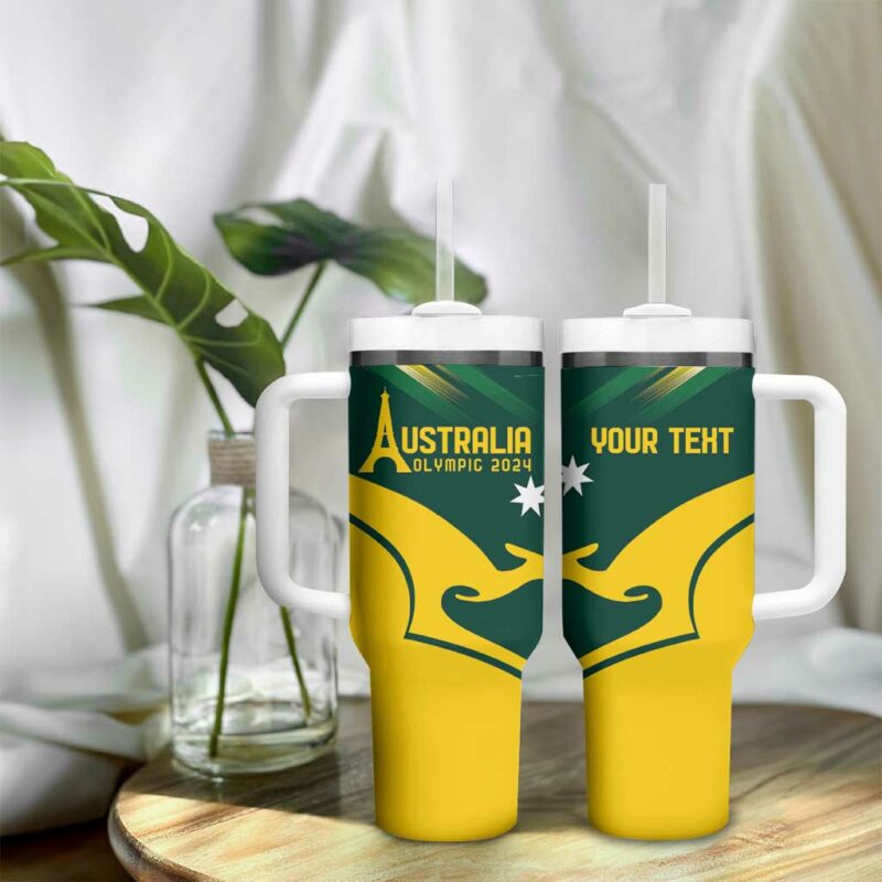Australia Go Paris 2024 National Color Custom Stanley Quencher 40oz Stainless Steel Tumbler With Handle - Threewoofs - Image 9