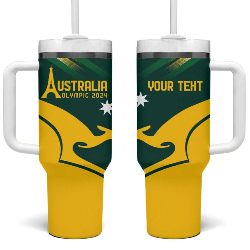 Australia Go Paris 2024 National Color Custom Stanley Quencher 40oz Stainless Steel Tumbler With Handle - Threewoofs - Image 2