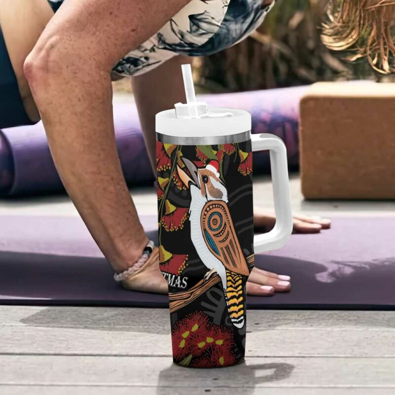 Australia Indigenous Christmas Kookaburra Aboriginal Custom Stanley Quencher 40oz Stainless Steel Tumbler With Handle - Threewoofs - Image 6