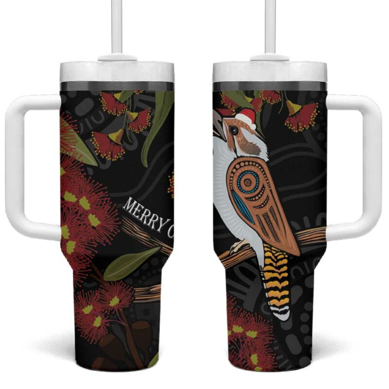 Australia Indigenous Christmas Kookaburra Aboriginal Custom Stanley Quencher 40oz Stainless Steel Tumbler With Handle - Threewoofs - Image 2