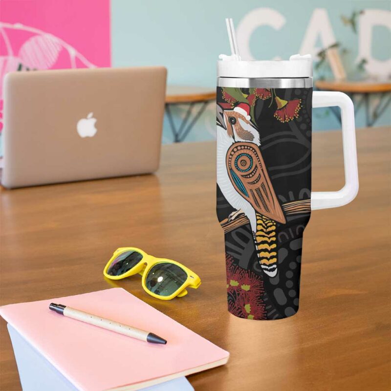 Australia Indigenous Christmas Kookaburra Aboriginal Custom Stanley Quencher 40oz Stainless Steel Tumbler With Handle - Threewoofs - Image 5