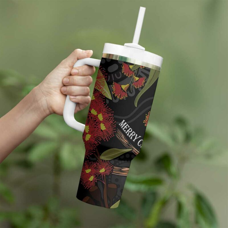 Australia Indigenous Christmas Kookaburra Aboriginal Custom Stanley Quencher 40oz Stainless Steel Tumbler With Handle - Threewoofs - Image 4
