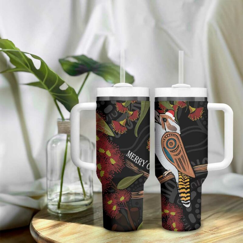 Australia Indigenous Christmas Kookaburra Aboriginal Custom Stanley Quencher 40oz Stainless Steel Tumbler With Handle - Threewoofs - Image 9