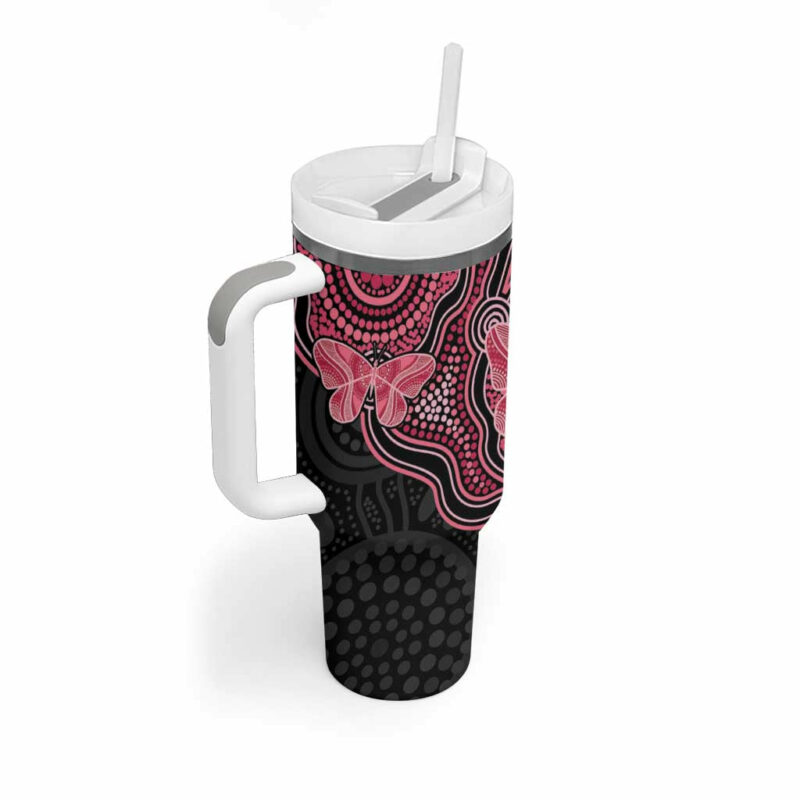 Australia Indigenous Mother‚Äôs Day Aboriginal Breast Cancer Ribbon Custom Stanley Quencher 40oz Stainless Steel Tumbler With Handle - Threewoofs - Image 3