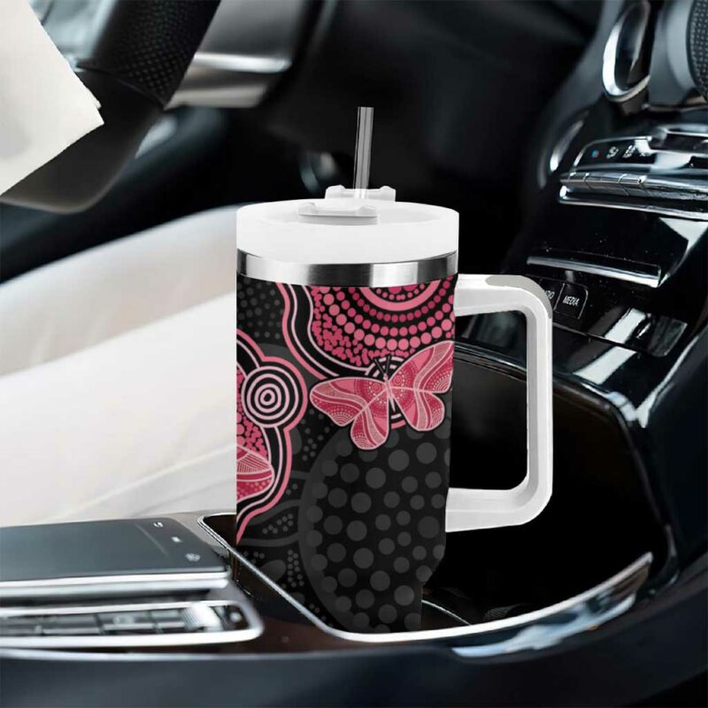 Australia Indigenous Mother‚Äôs Day Aboriginal Breast Cancer Ribbon Custom Stanley Quencher 40oz Stainless Steel Tumbler With Handle - Threewoofs - Image 8
