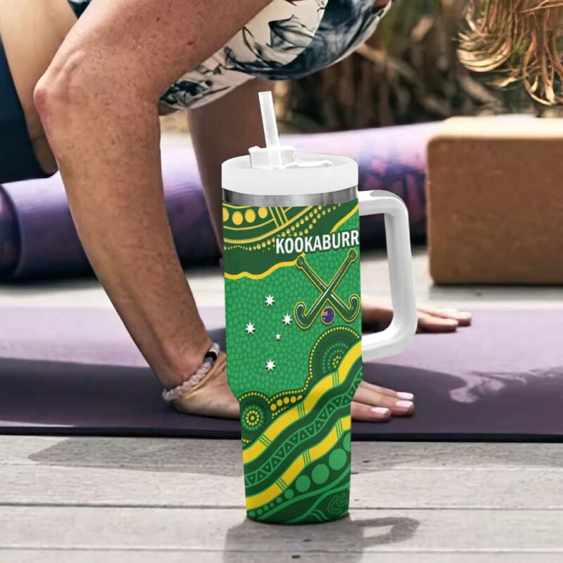 Australia Kookaburras Indigenous Art Custom Stanley Quencher 40oz Stainless Steel Tumbler With Handle - Threewoofs - Image 6
