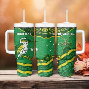 Australia Kookaburras Indigenous Art Custom Stanley Quencher 40oz Stainless Steel Tumbler With Handle - Threewoofs
