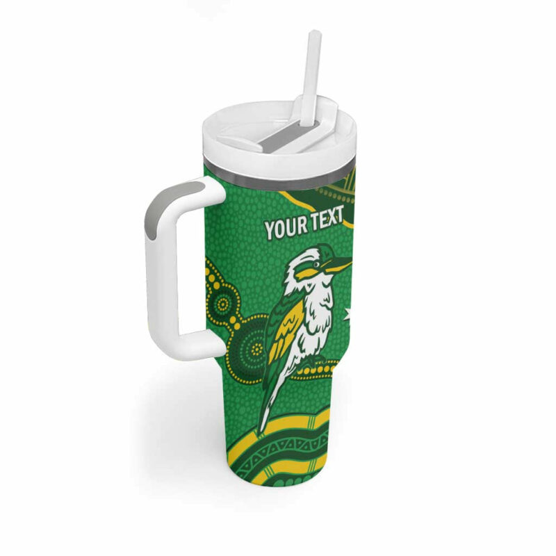Australia Kookaburras Indigenous Art Custom Stanley Quencher 40oz Stainless Steel Tumbler With Handle - Threewoofs - Image 3