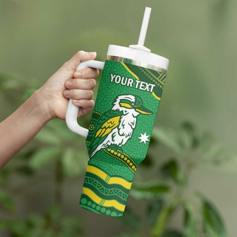 Australia Kookaburras Indigenous Art Custom Stanley Quencher 40oz Stainless Steel Tumbler With Handle - Threewoofs - Image 4