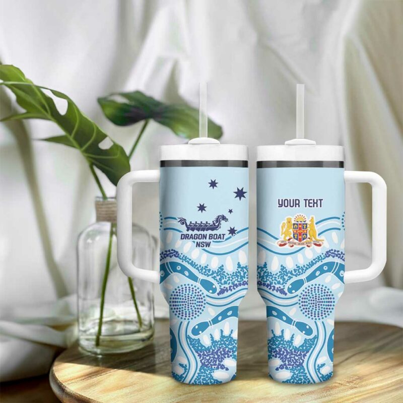 Australia New South Wales Dragons Boat Aussie Aboriginal Dot Style Custom Stanley Quencher 40oz Stainless Steel Tumbler With Handle - Threewoofs - Image 9