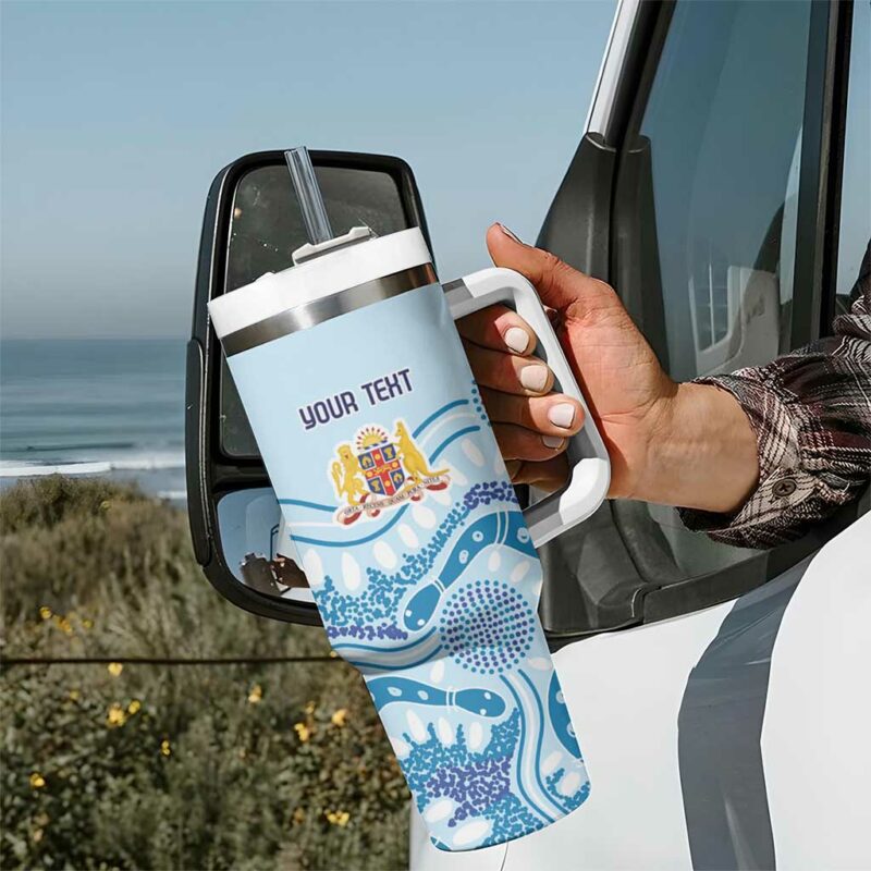 Australia New South Wales Dragons Boat Aussie Aboriginal Dot Style Custom Stanley Quencher 40oz Stainless Steel Tumbler With Handle - Threewoofs - Image 7