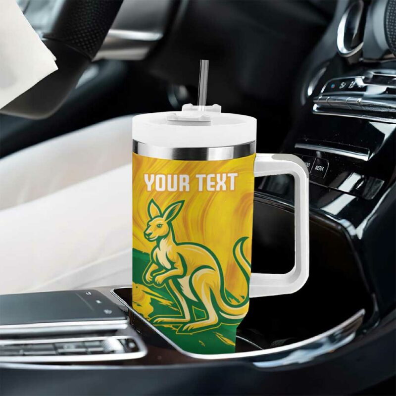Australia Soccer 2025 Go Matildas Marble Grunge Style Custom Stanley Quencher 40oz Stainless Steel Tumbler With Handle - Threewoofs - Image 8