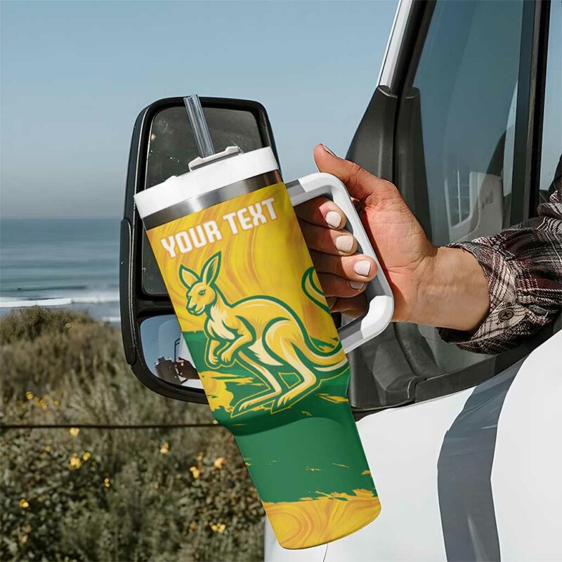 Australia Soccer 2025 Go Matildas Marble Grunge Style Custom Stanley Quencher 40oz Stainless Steel Tumbler With Handle - Threewoofs - Image 7