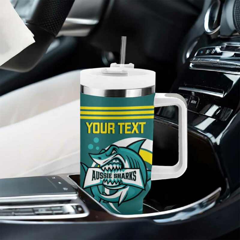 Australia Water Polo 2024 Aussie Shark Sporty Version Custom Stanley Quencher 40oz Stainless Steel Tumbler With Handle - Threewoofs - Image 8