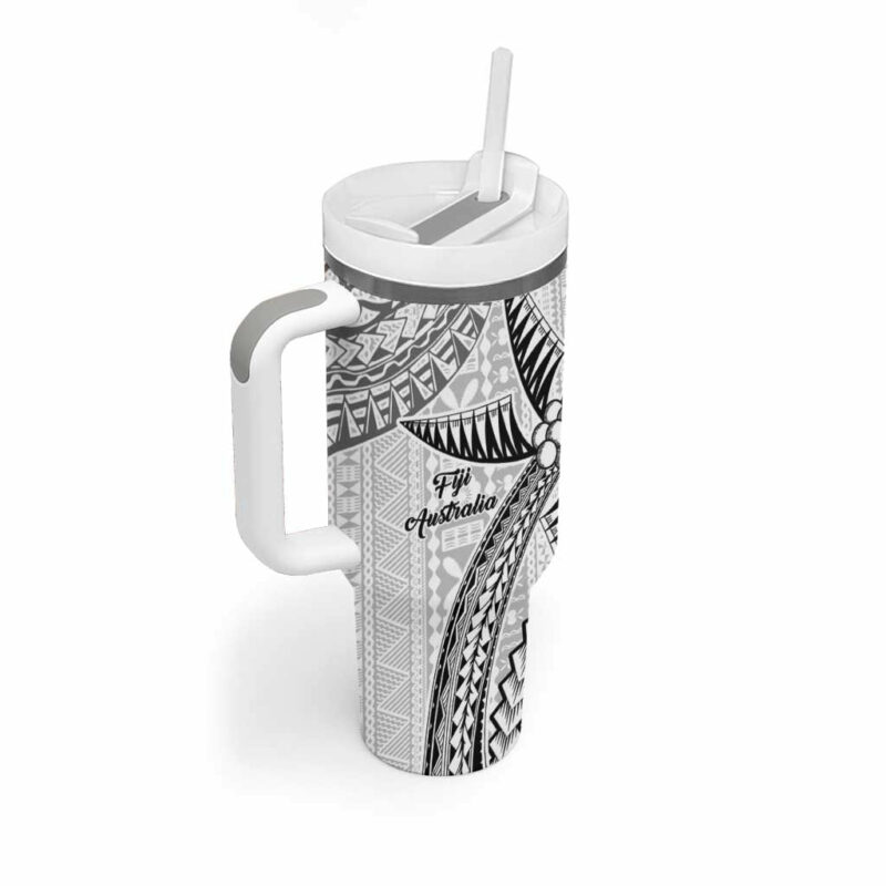AustraliaFiji Palm and Kangaroo Polynesia Tapa Mixed Indigenous Aboriginal Custom Stanley Quencher 40oz Stainless Steel Tumbler With Handle - Threewoofs - Image 2
