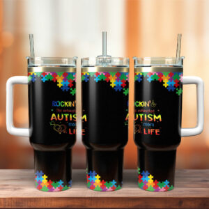 Autism Awareness Custom Stanley Quencher 40oz Stainless Steel Tumbler With Handle - Threewoofs