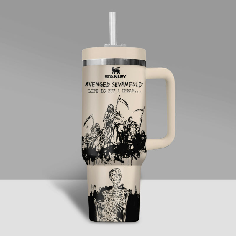 Avenged Sevenfold Music Custom Stanley Quencher 40oz Stainless Steel Tumbler With Handle - Threewoofs - Image 3