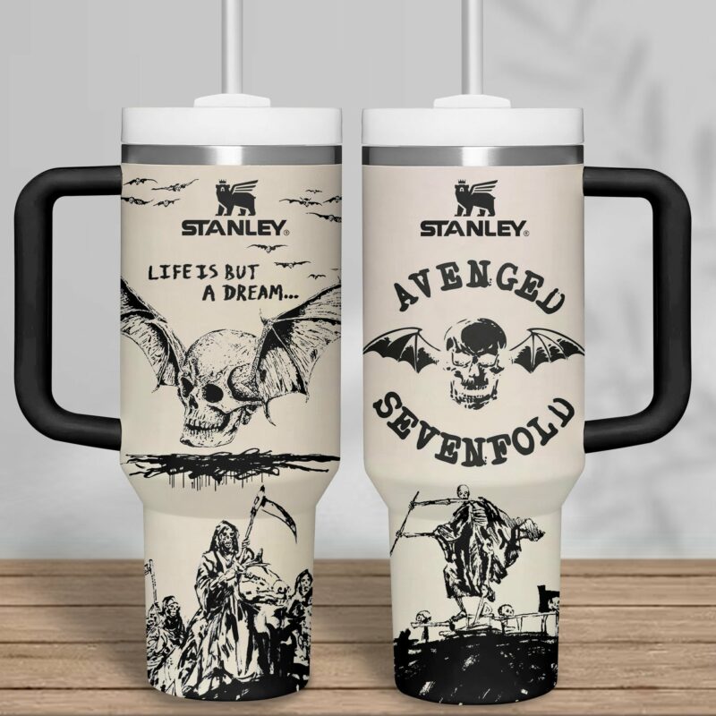 Avenged Sevenfold Music Custom Stanley Quencher 40oz Stainless Steel Tumbler With Handle - Threewoofs - Image 3