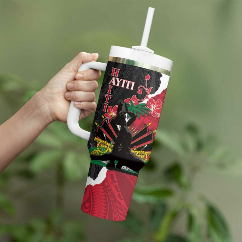 Ayiti Neg Marron Dashiki Mix Polynesian Custom Stanley Quencher 40oz Stainless Steel Tumbler With Handle - Threewoofs - Image 3
