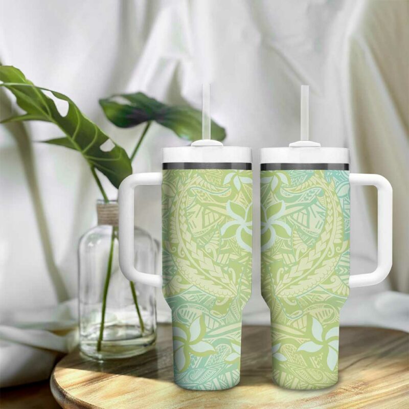 Baby Green Gradient Polynesia Hawaiian Tribal Hammerhead Shark Tattoo Custom Stanley Quencher 40oz Stainless Steel Tumbler With Handle - Threewoofs - Image 9