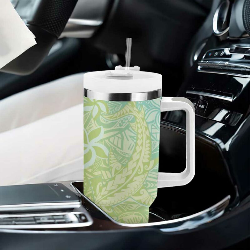 Baby Green Gradient Polynesia Hawaiian Tribal Hammerhead Shark Tattoo Custom Stanley Quencher 40oz Stainless Steel Tumbler With Handle - Threewoofs - Image 8