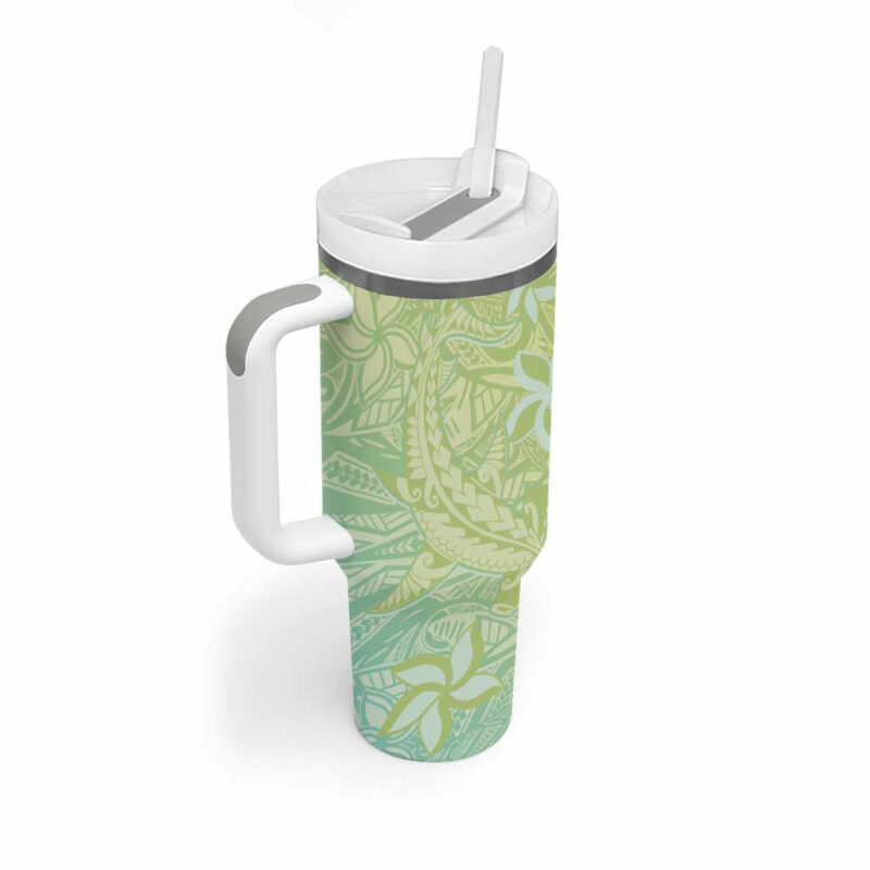 Baby Green Gradient Polynesia Hawaiian Tribal Hammerhead Shark Tattoo Custom Stanley Quencher 40oz Stainless Steel Tumbler With Handle - Threewoofs - Image 2