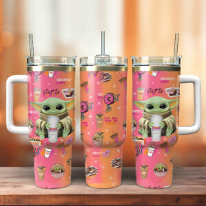 baby Yoda Star Wars Movies Custom Stanley Quencher 40oz Stainless Steel Tumbler - Threewoofs