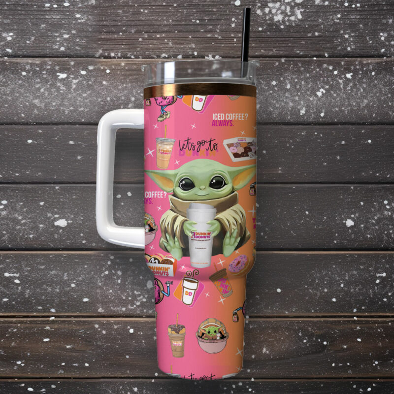 baby Yoda Star Wars Movies Custom Stanley Quencher 40oz Stainless Steel Tumbler - Threewoofs - Image 2