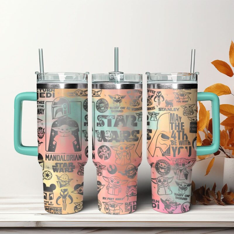 Baby Yoda Star Wars Movies Custom Stanley Quencher 40oz Stainless Steel Tumbler With Handle - Threewoofs