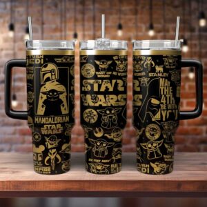 Baby Yoda Star Wars Movies Custom Stanley Quencher 40oz Stainless Steel Tumbler With Handle - Threewoofs