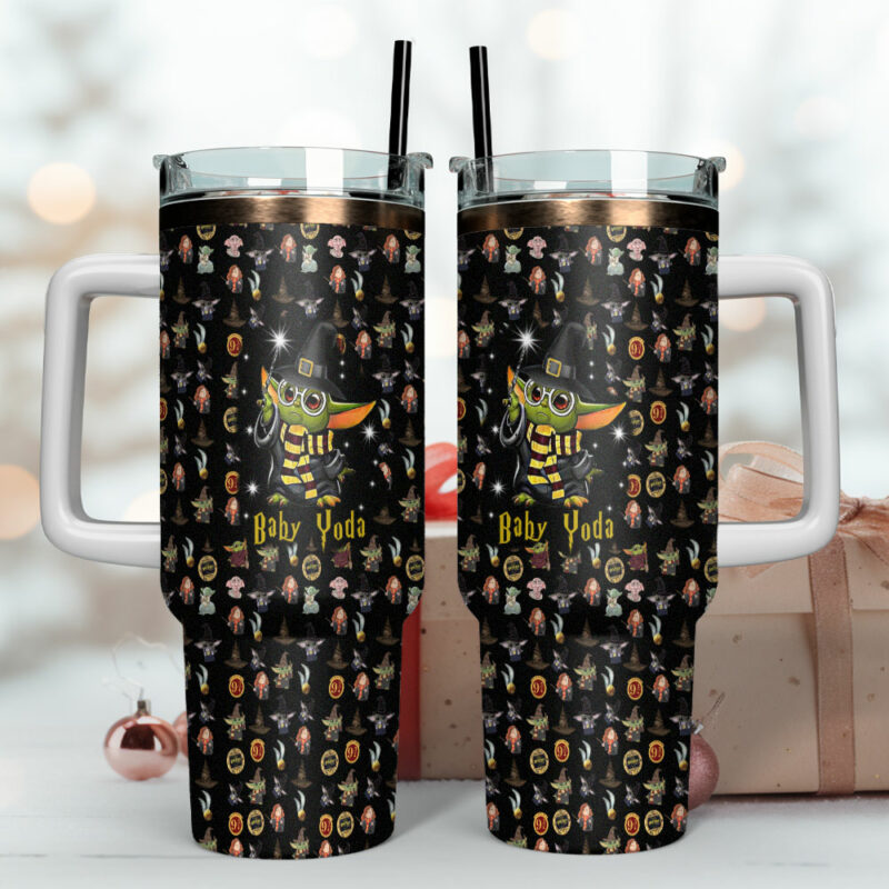 Baby Yoda Star Wars Movies Custom Stanley Quencher 40oz Stainless Steel Tumbler With Handle - Threewoofs - Image 4