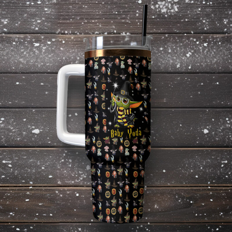 Baby Yoda Star Wars Movies Custom Stanley Quencher 40oz Stainless Steel Tumbler With Handle - Threewoofs - Image 2