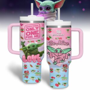 Baby Yoda Star Wars Movies Custom Stanley Quencher 40oz Stainless Steel Tumbler With Handle - Threewoofs