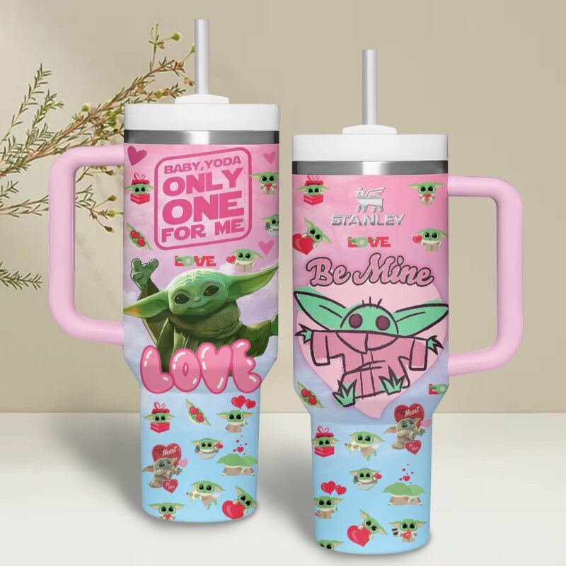 Baby Yoda Star Wars Movies Custom Stanley Quencher 40oz Stainless Steel Tumbler With Handle - Threewoofs - Image 2