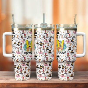 Bad Bunny Music Custom Stanley Quencher 40oz Stainless Steel Tumbler With Handle - Threewoofs
