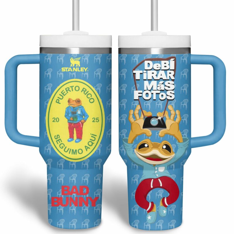 Bad Bunny Music Custom Stanley Quencher 40oz Stainless Steel Tumbler With Handle - Threewoofs - Image 8