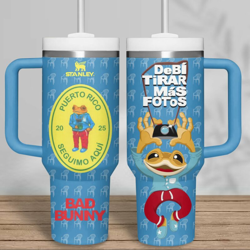 Bad Bunny Music Custom Stanley Quencher 40oz Stainless Steel Tumbler With Handle - Threewoofs - Image 7