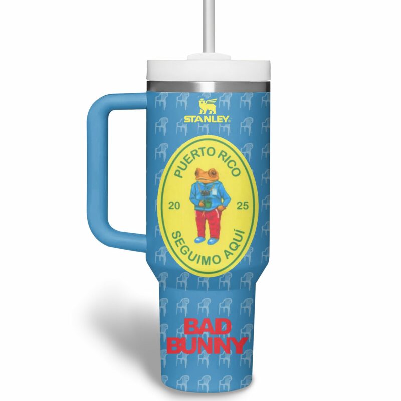 Bad Bunny Music Custom Stanley Quencher 40oz Stainless Steel Tumbler With Handle - Threewoofs - Image 6