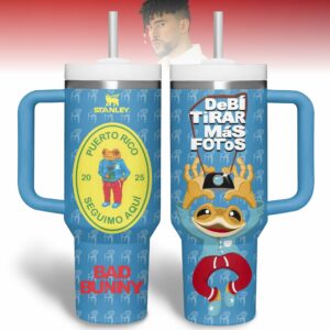 Bad Bunny Music Custom Stanley Quencher 40oz Stainless Steel Tumbler With Handle - Threewoofs