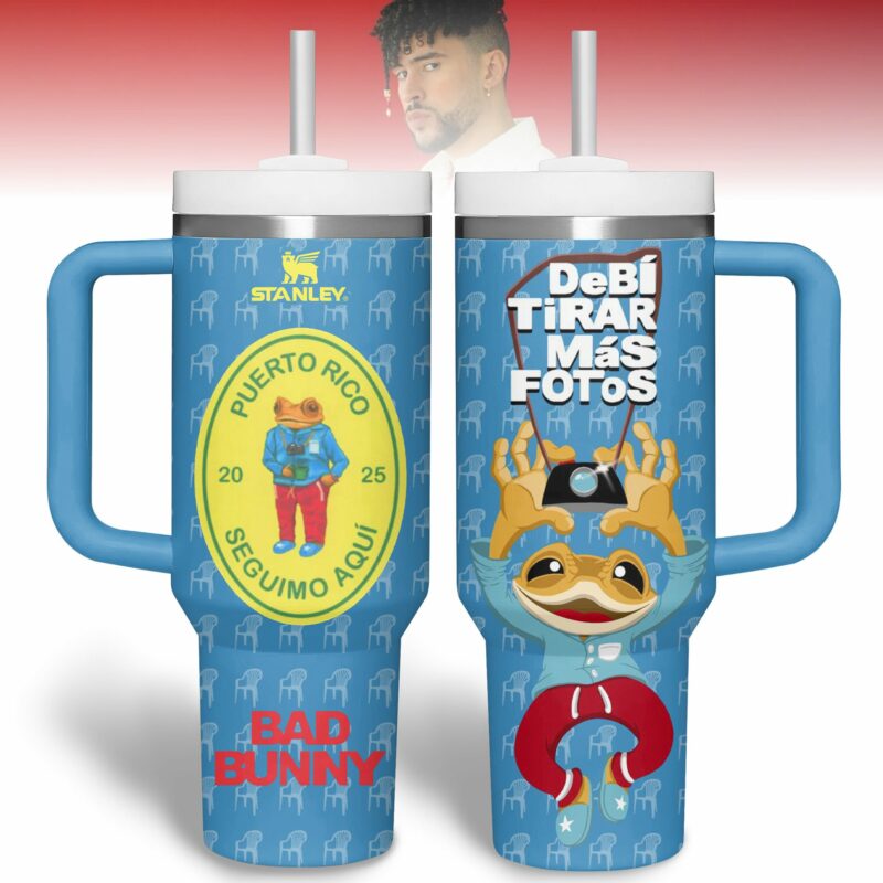Bad Bunny Music Custom Stanley Quencher 40oz Stainless Steel Tumbler With Handle - Threewoofs
